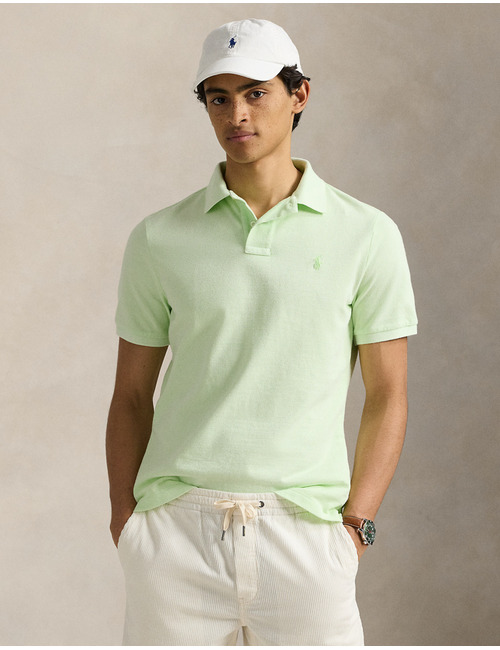 Custom slim fit mineraal-gekleurd mesh Polo shirt