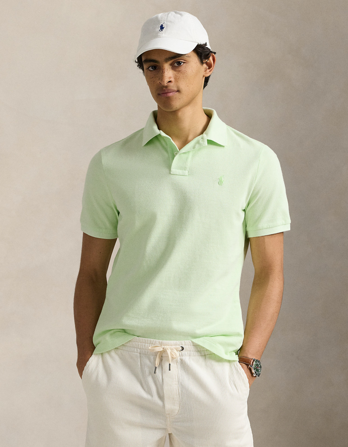 Custom slim fit mineraal-gekleurd mesh Polo shirt