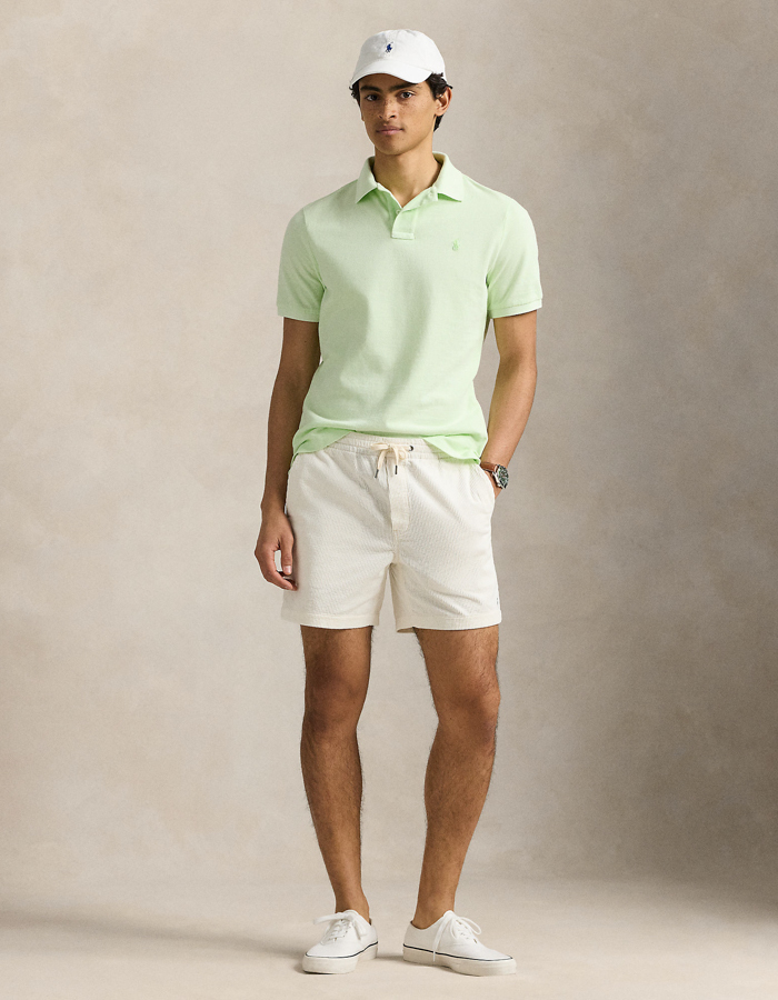 Custom slim fit mineraal-gekleurd mesh Polo shirt