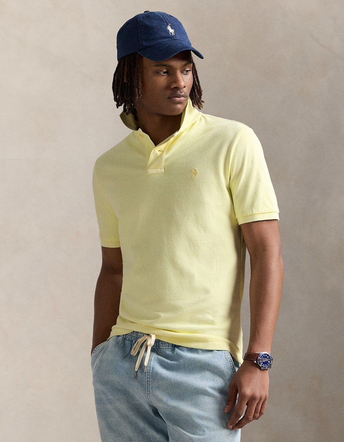 Custom slim fit mineraal-gekleurd mesh Polo shirt