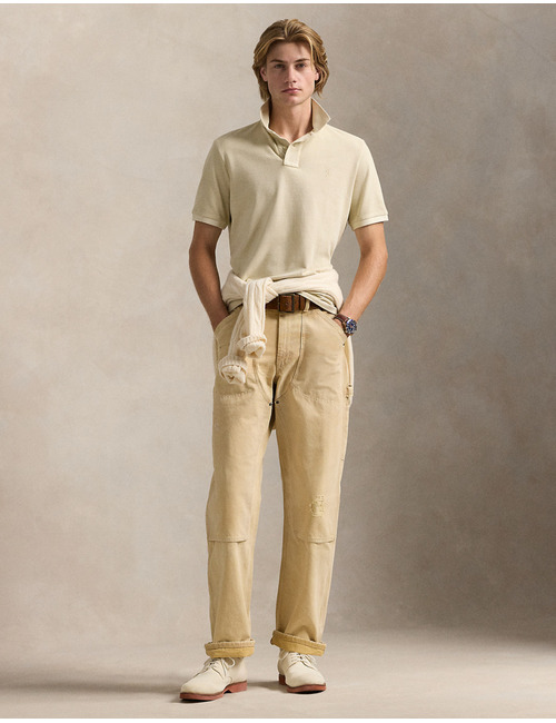 Custom slim fit mineraal-gekleurd mesh Polo shirt