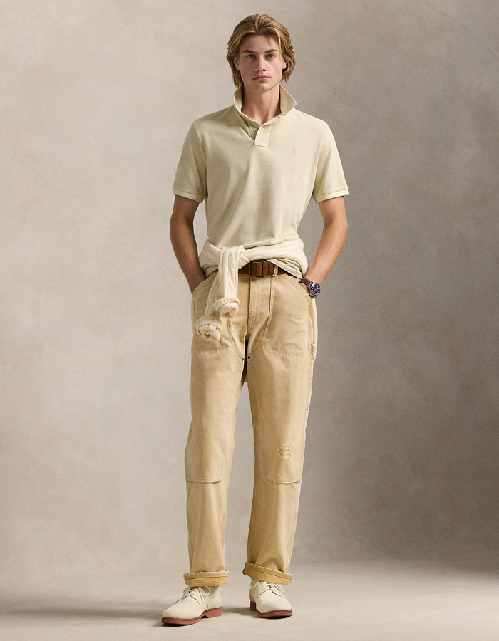 Custom slim fit mineraal-gekleurd mesh Polo shirt