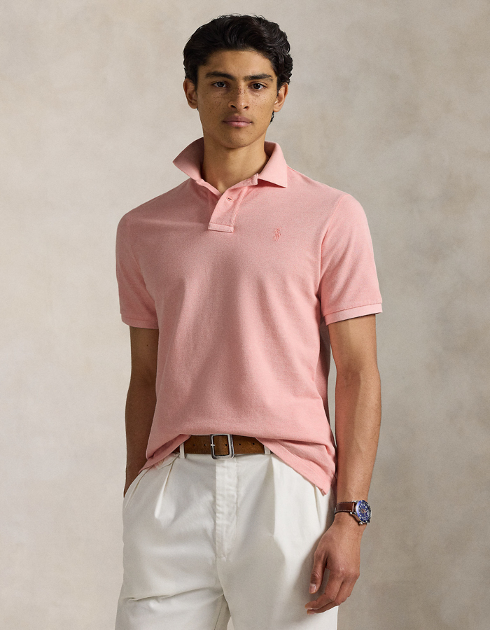 Custom slim fit mineraal-gekleurd mesh Polo shirt
