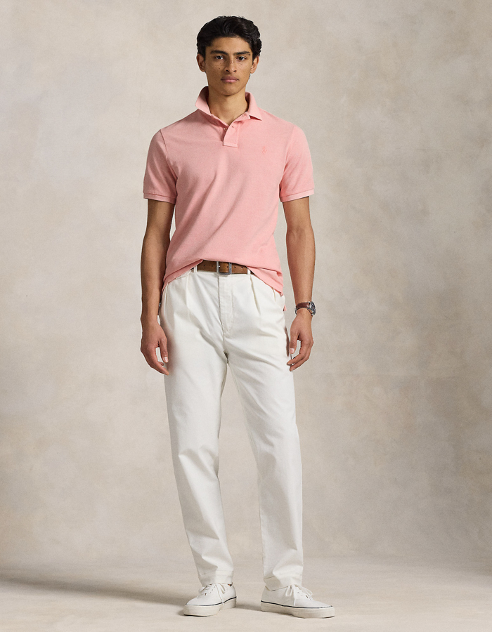 Custom slim fit mineraal-gekleurd mesh Polo shirt