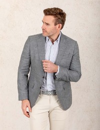Slim-fit colbert van stretchmateriaal met dessin  