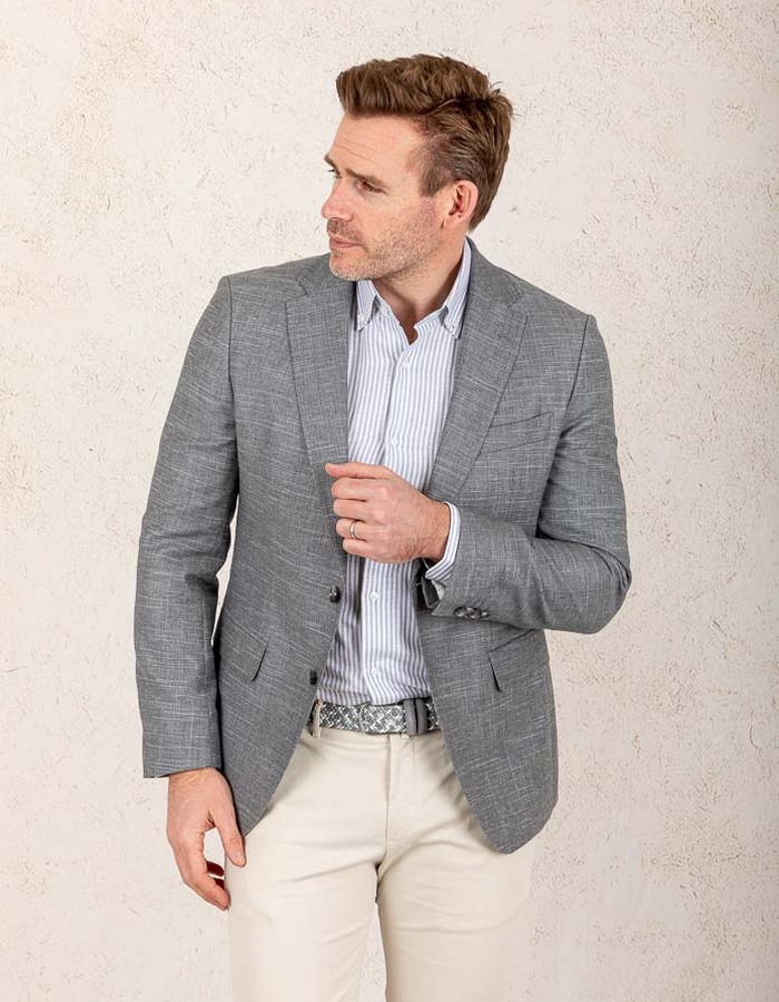 Slim-fit colbert van stretchmateriaal met dessin  
