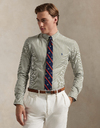 Custom fit gestreept stretch poplin overhemd  