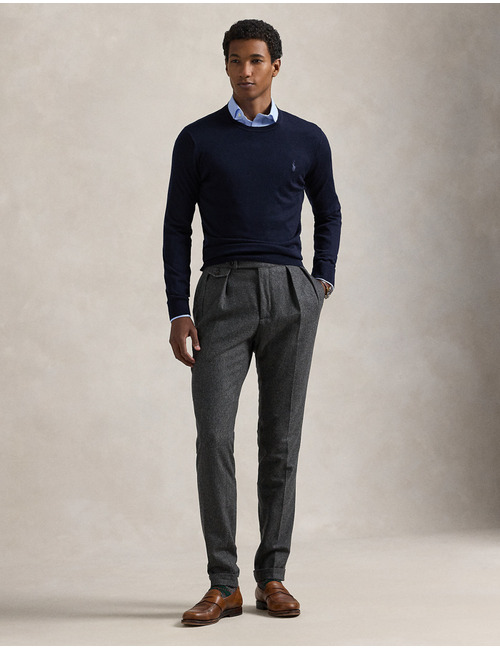 Slim fit wasbare wollen trui met ronde hals
