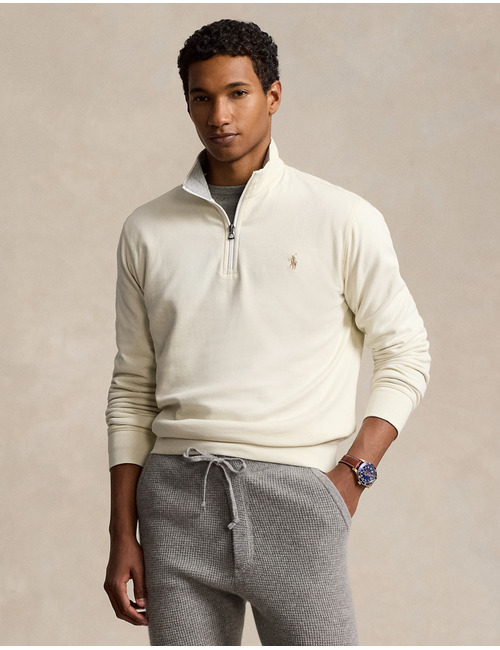 Luxe jersey quarter-zip pullover