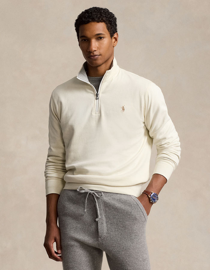 Luxe jersey quarter-zip pullover
