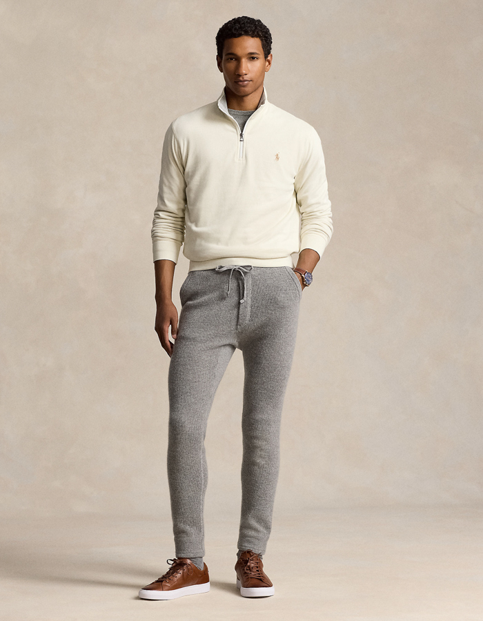 Luxe jersey quarter-zip pullover