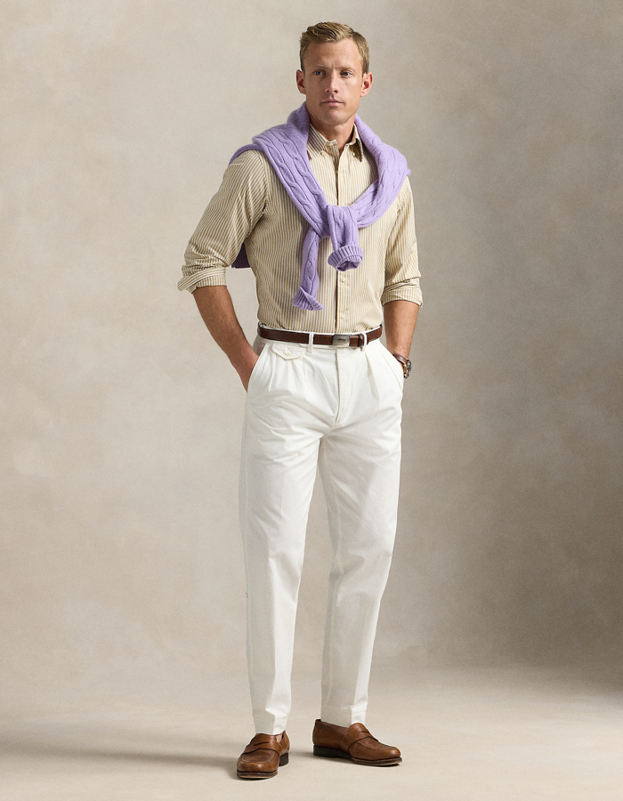 Custom fit gestreept stretch poplin overhemd  