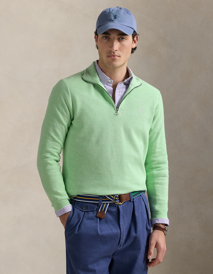 Ralph Lauren pull met korte rits groen