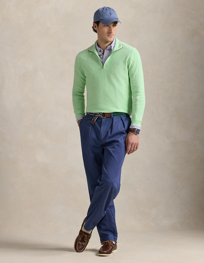 Ralph Lauren pull met korte rits groen