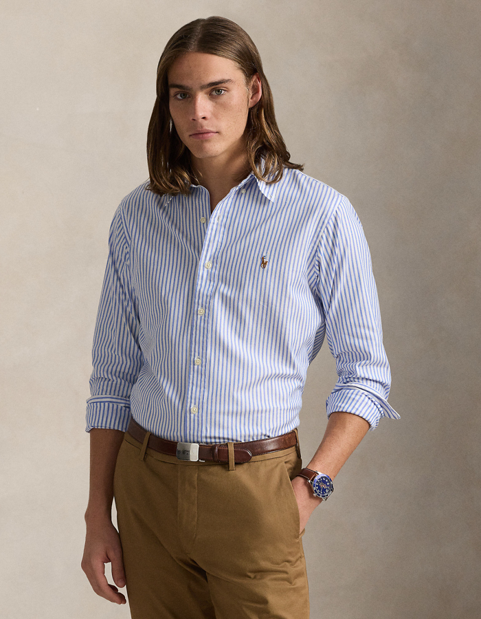 Custom Fit Striped Stretch Oxford Shirt