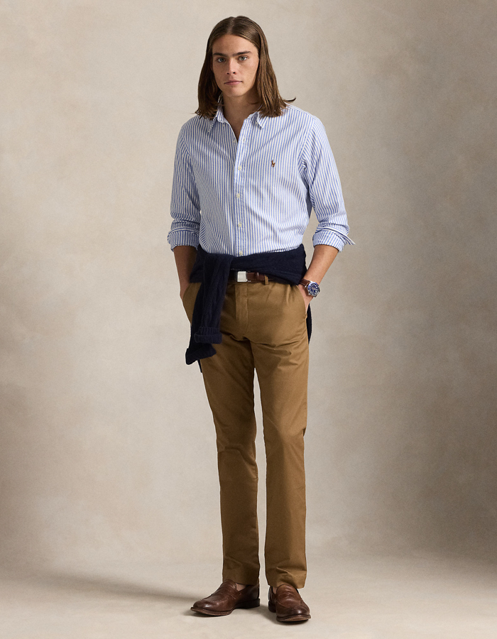 Custom Fit Striped Stretch Oxford Shirt