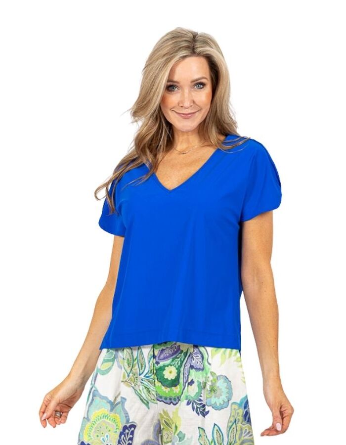 Due Amanti t-shirt korte mouw kobaltblauw