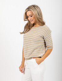 Due Amanti korte mouw pull beige