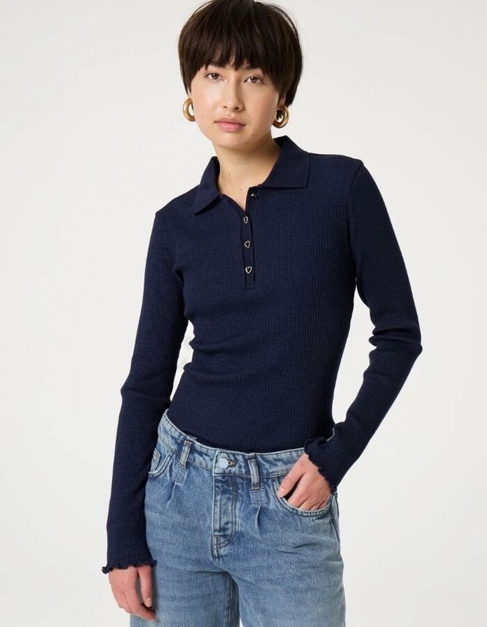 Fabienne Chapot lange mouw polo marine
