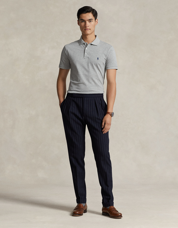 Slim fit Stretch Mesh Polo Grijs
