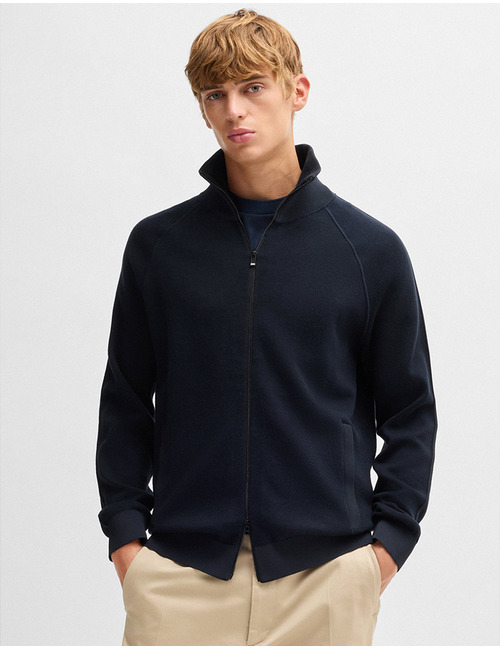 Cardigan met rits van katoen en scheerwol  