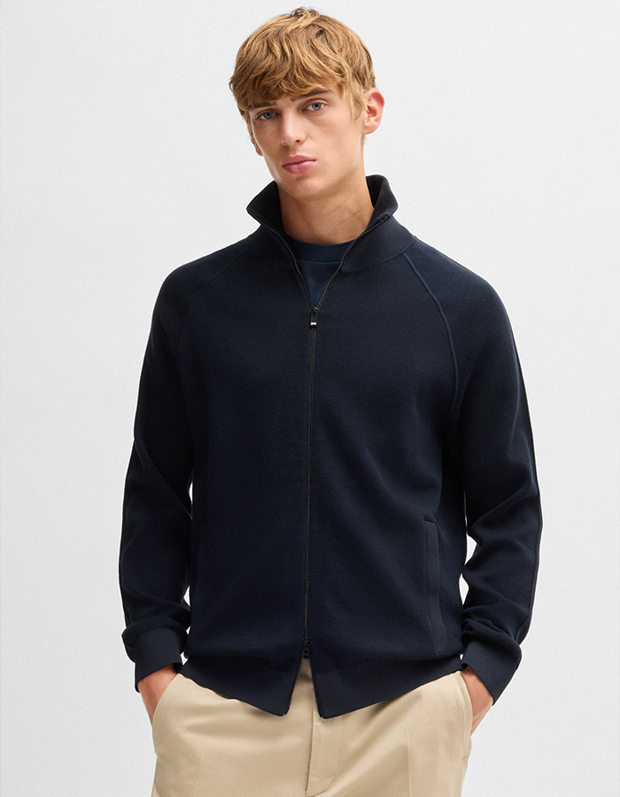 Cardigan met rits van katoen en scheerwol  