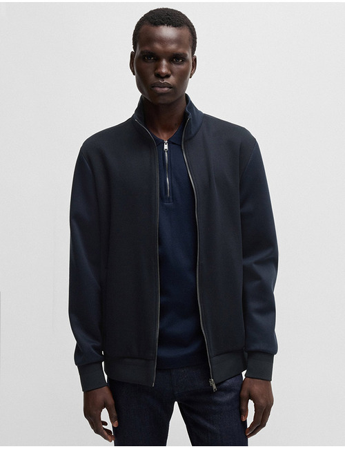 Regular-fit sweatshirt met rits van stretchkatoen  
