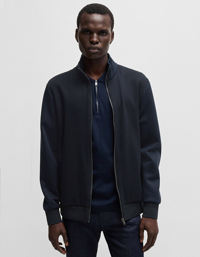 Regular-fit sweatshirt met rits van stretchkatoen  