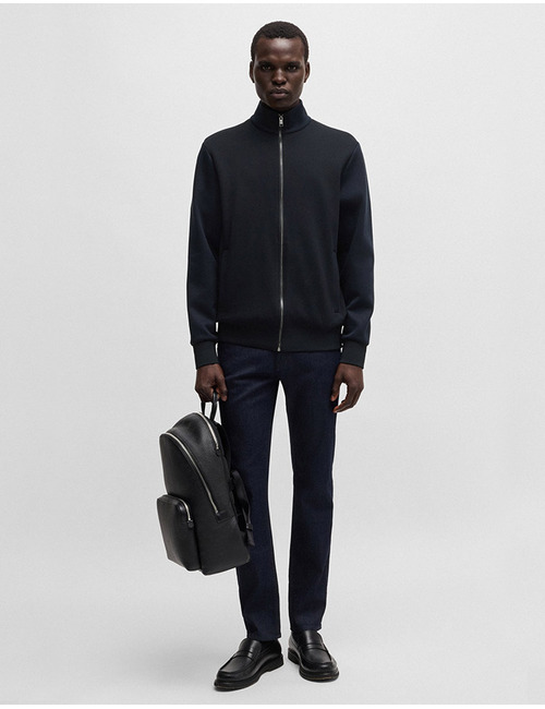 Regular-fit sweatshirt met rits van stretchkatoen  