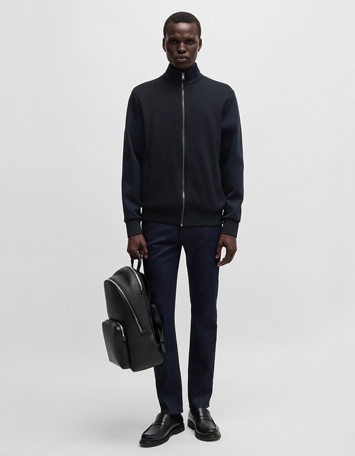 Regular-fit sweatshirt met rits van stretchkatoen  