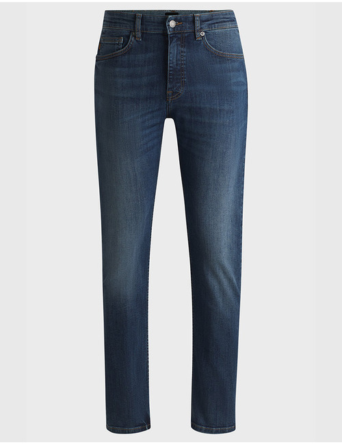 Slim-fit Delaware-jeans van donkerblauw stretchdenim  