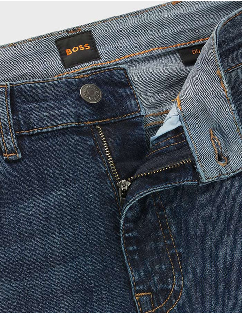 Slim-fit Delaware-jeans van donkerblauw stretchdenim  