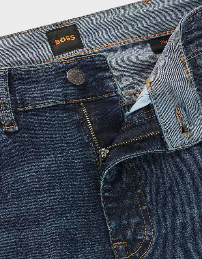 Slim-fit Delaware-jeans van donkerblauw stretchdenim  