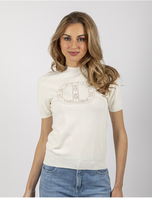 Twinset korte mouw pull ecru