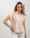 Twinset zonder mouw bloes roze