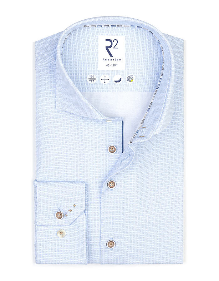 R2 modern fit hemd blauw
