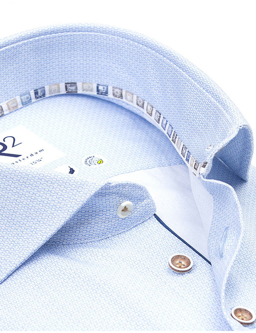R2 modern fit hemd blauw