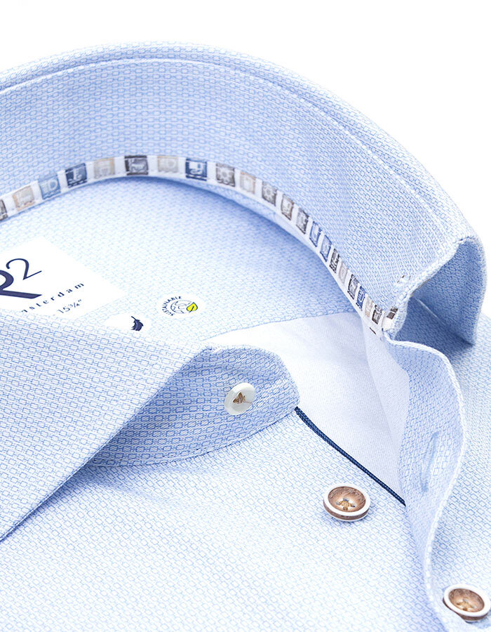 R2 modern fit hemd blauw