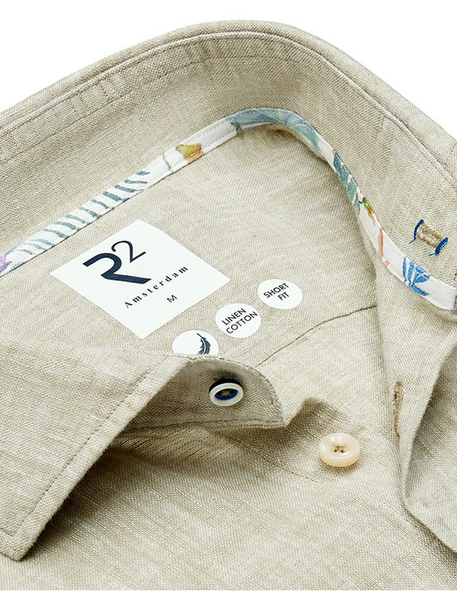 Modern fit groen linnen hemd