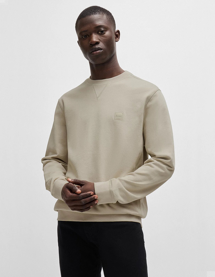 Regular-Fit Sweatshirt van Katoenen Badstof met Logopatch  
