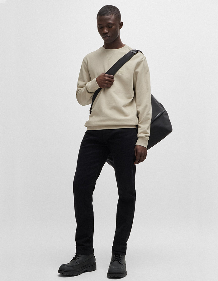 Regular-Fit Sweatshirt van Katoenen Badstof met Logopatch  