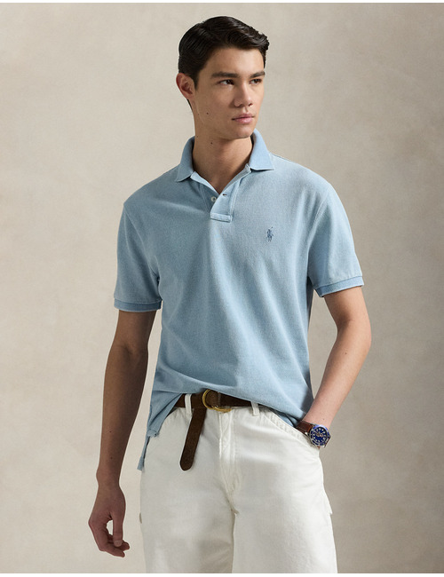 Custom Slim Fit Indigo Mesh Polo Shirt  