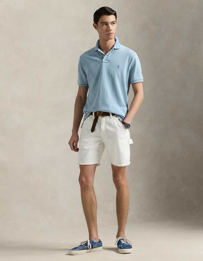 Custom Slim Fit Indigo Mesh Polo Shirt  