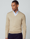 Hackett pull met v-hals beige