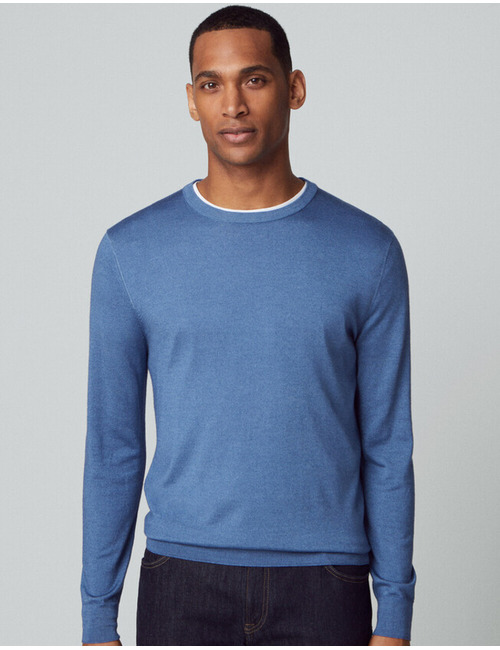 Hackett pull met ronde hals blauw