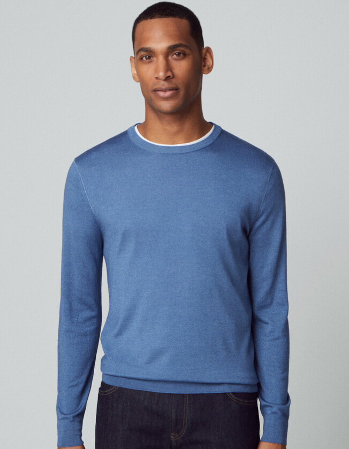 Hackett pull met ronde hals blauw