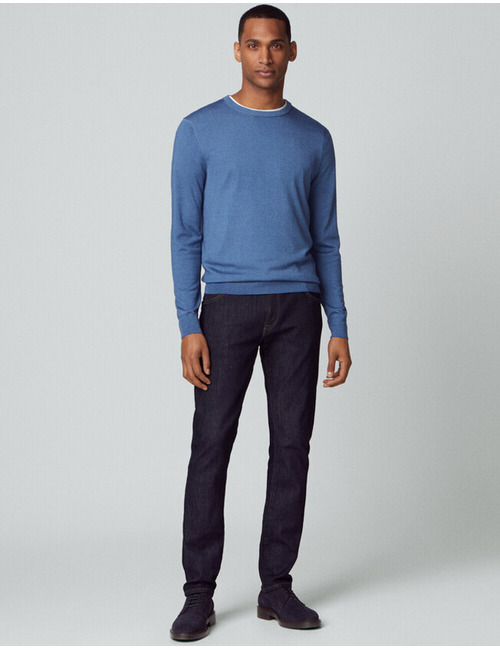 Hackett pull met ronde hals blauw