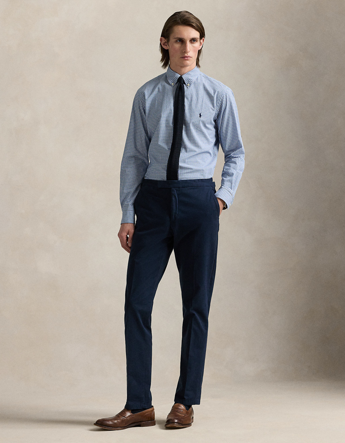 Custom Fit Geruit Stretch Poplin Overhemd  