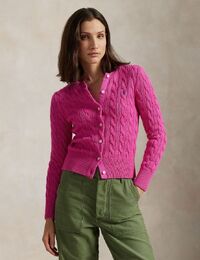 Ralph Lauren Dames lange mouw gilet fuschia