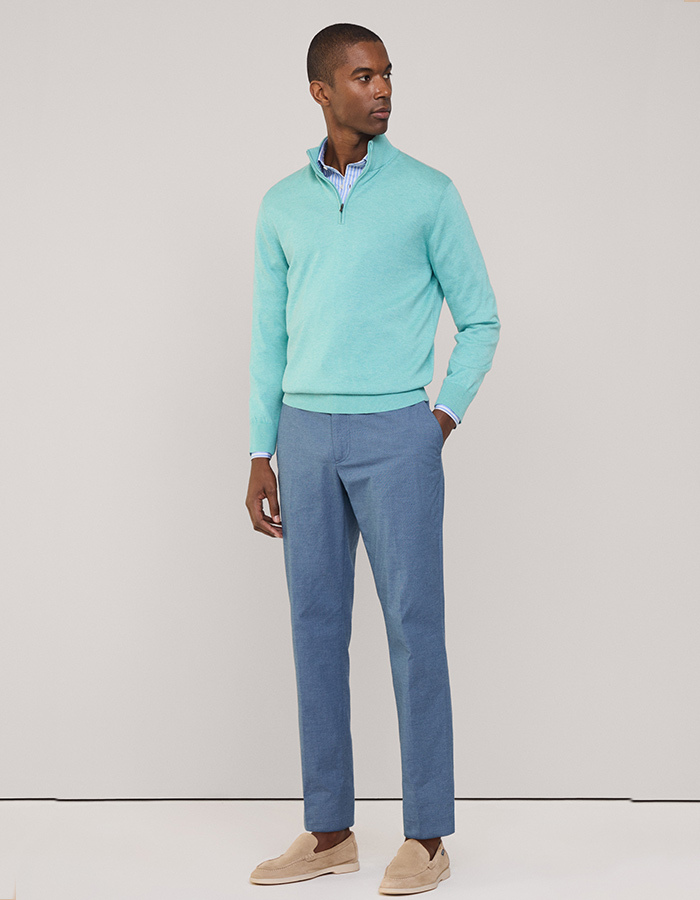 Half-Zip Trui van Katoen en Zijde  